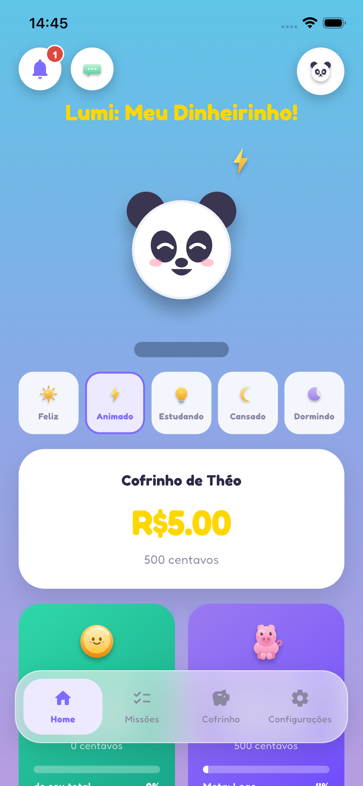 Lumi — cofrinho, metas e sonho da criança