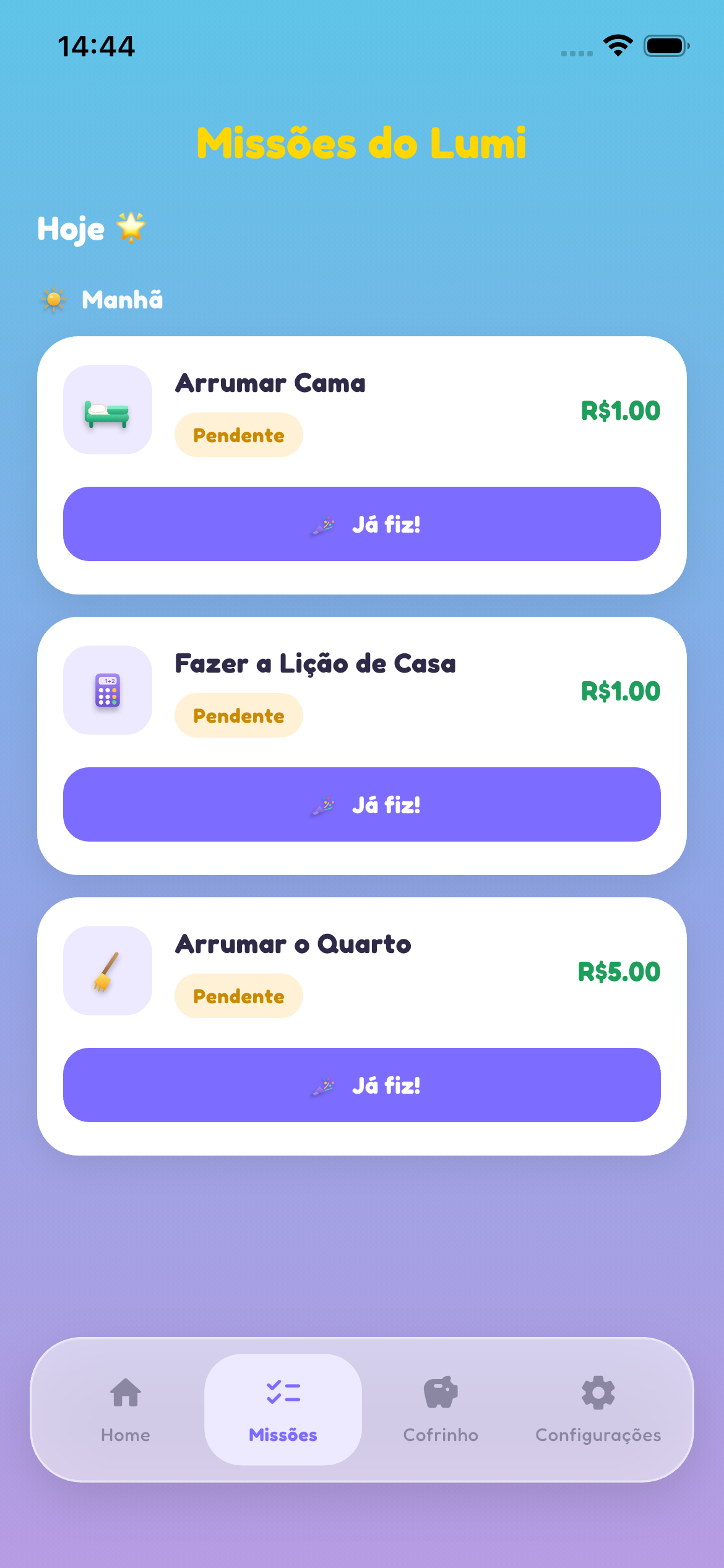 Lumi — missões do dia a dia da criança